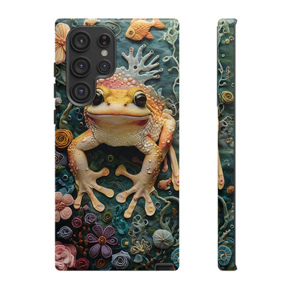 Intricate 3D Felt Artwork of Underwater Ecosystem with Frog phone case design.