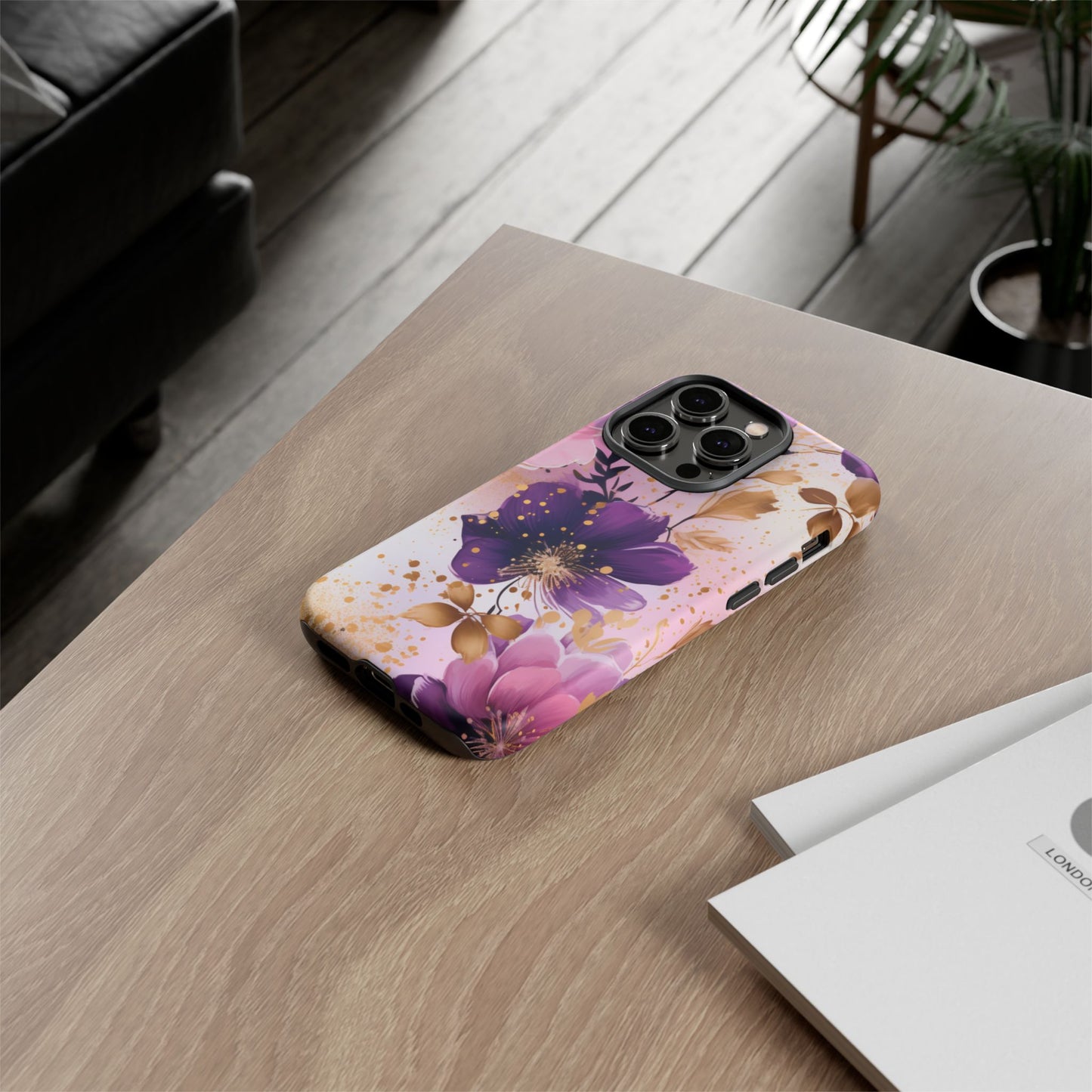 Luxury Purple & Gold Floral Aesthetic Mobile Case