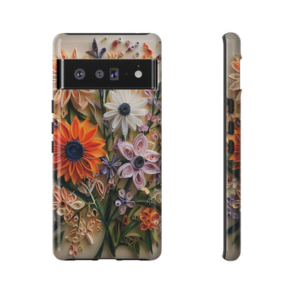 Intricate Quilled Floral Artwork In Vibrant Colors phone case design.