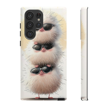 Fluffy Stack Anime Phone Case – Cute Furry Creatures with Sunglasses, Kawaii Aesthetic Design for iPhone, Samsung & Google Pixel