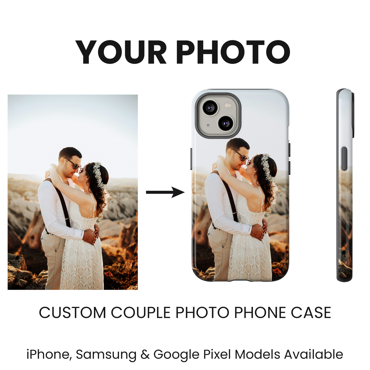 Personalized Custom Couple Photo Phone Case – Add Your Image/Loving Memory – Unique Gift for iPhone, Samsung  & Google Pixel – Protective & Stylish Cover, Couples Gift