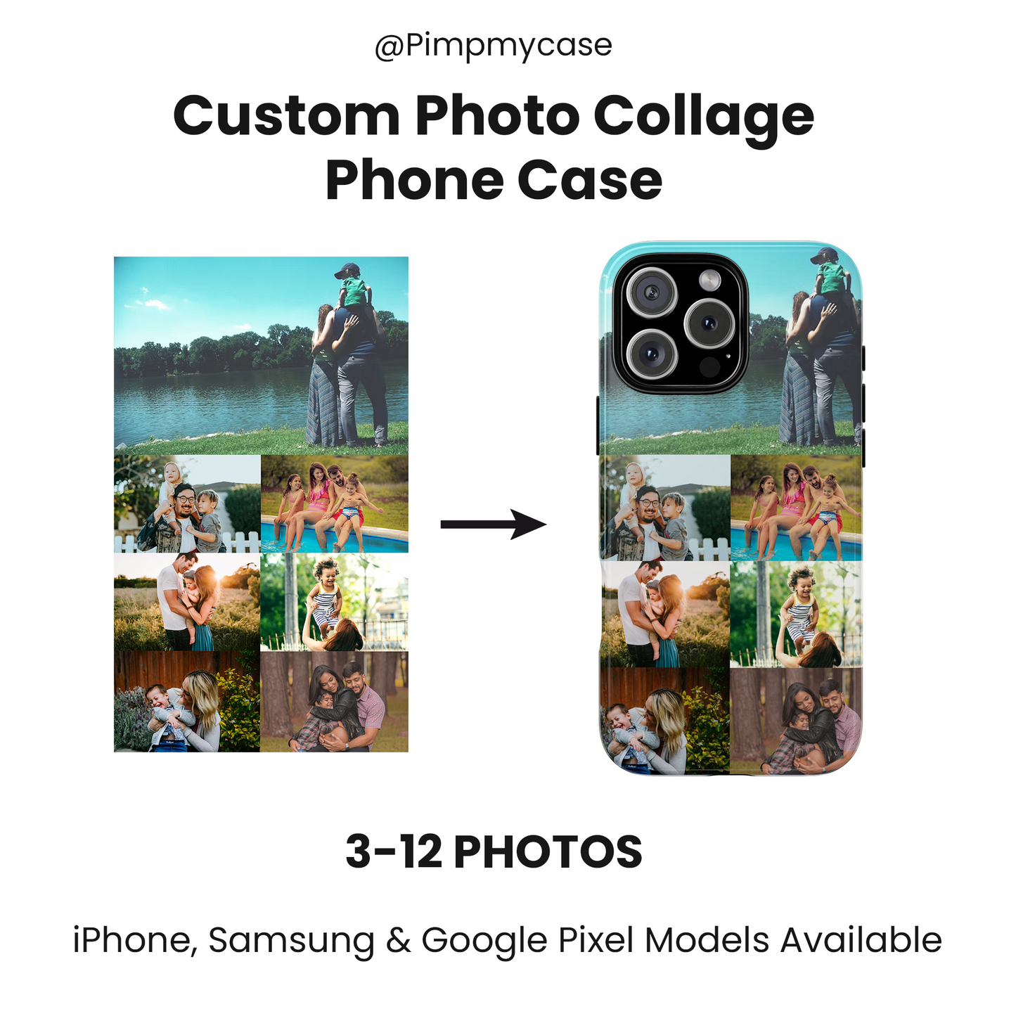 Personalised Custom Photo Collage Phone Case – Add Your Images/Loving Memory – Unique Gift for iPhone, Samsung  & Google Pixel – Protective & Stylish Cover, Couples Gift