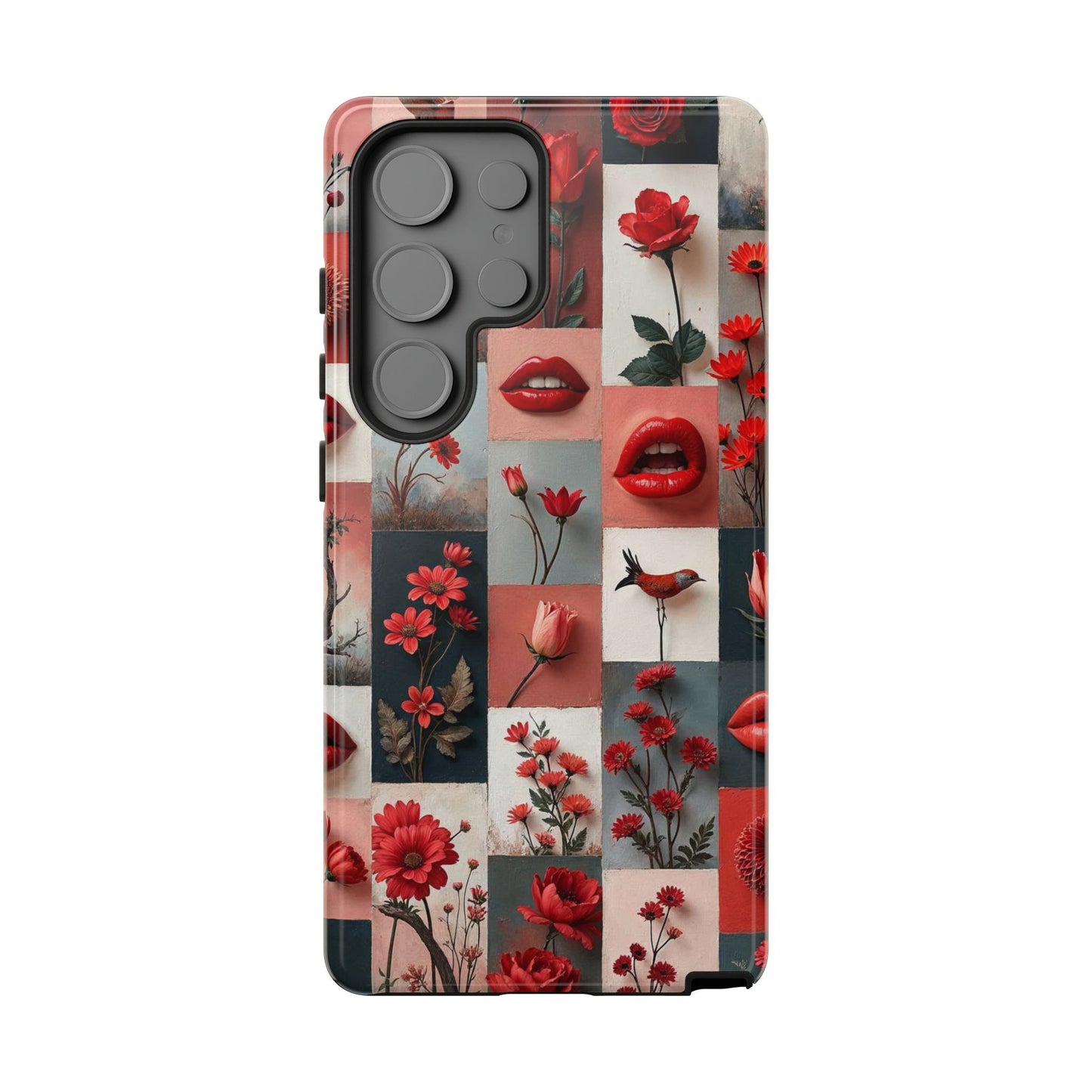 Red Flowers & Lips Collage Phone Case