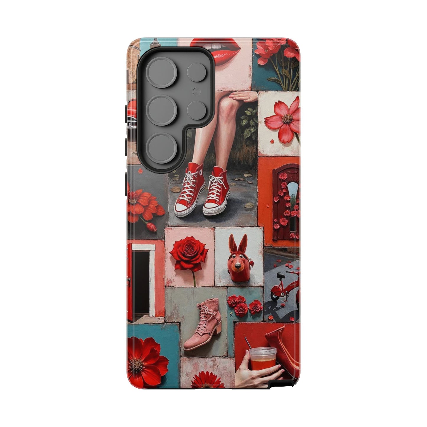 Red Sneakers & Roses Collage Phone Case