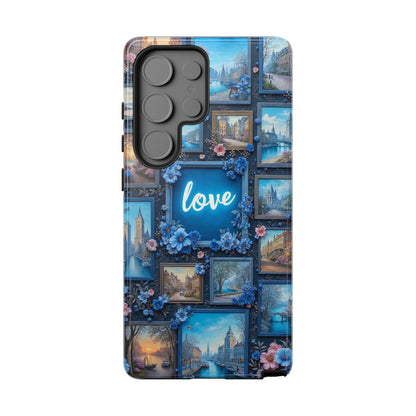 Blue Floral Love Frame Phone Case